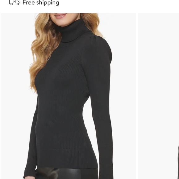 DKNY Ribbed turtleneck sweater puffer sleeve - Picture 4 of 6